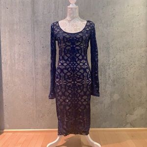 BCBG MAX AZRIA Tanya Long Sleeve Lace Dress in Orient Blue
